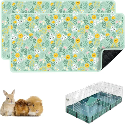 Vista 16 de Ropa de cama para cobayas, 2 paquetes de forro lavable para jaula de 49x24 pulgadas, almohadillas súper absorbentes lavables, impermeables