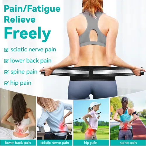 Vista 2 de Soporte de espalda ligero para el dolor de espalda baja debajo de la ropa, alivio de la ciática, el dolor de cadera y columna vertebral, cinturón