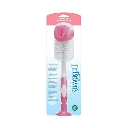 Vista 2 de Dr. Brown's Natural Flow® Anti-Colic Options+™ Biberón de cuello ancho Edición de diseñador Botellas y esponja reutilizable Cepillo de limpieza