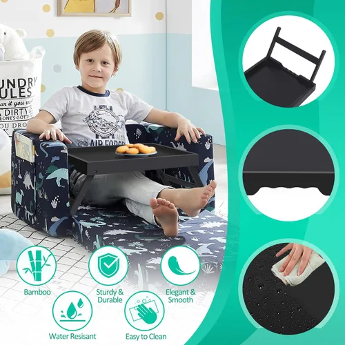 Vista 3 de Artmeer Bandeja de cama con patas plegables, desayuno de bambú en la cama para mesa de TV, bandeja de computadora portátil, comer, bandeja