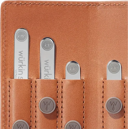 Vista 4 de Assorted Power Stays Magnet Collar Stay Travel Set by Würkin Stiffs Leather Wallet Case Gift for Men Seen on Shark Tank