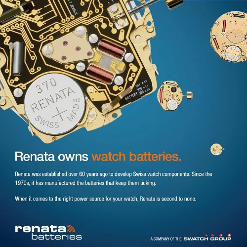 Vista 3 de Renata 371 SR920SW Baterías – 1.55 V Óxido de Plata 371 Batería de reloj (2 unidades)