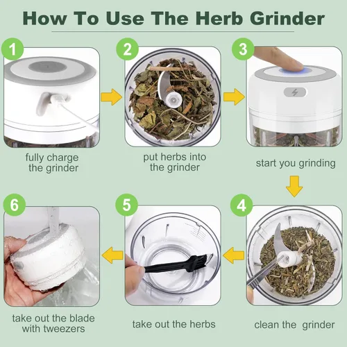 Vista 7 de Electric-Herb-Grinder-Large-3.4oz-USB Rechargeable, 3.5'' Powerful Grinder for Dry and Fresh Herbs and Spices, Portable Waterproof, Better Control