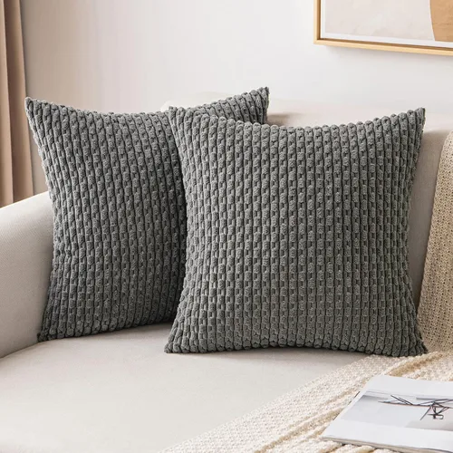 Vista 27 de MIULEE - Juego de 2 fundas decorativas para cojines, de pana suave y con estilo campestre y bohemio a rayas, para decorar hogar, sofá, cama, sala