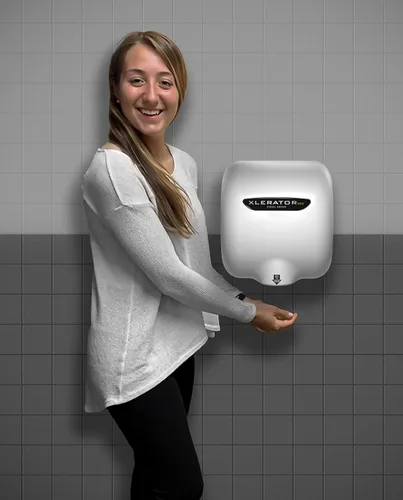 Vista 5 de Excel Dryer XLERATOReco XL-W-ECO 1.1N Secador de manos comercial de alta velocidad, cubierta fundida blanca, sensor automático, montaje