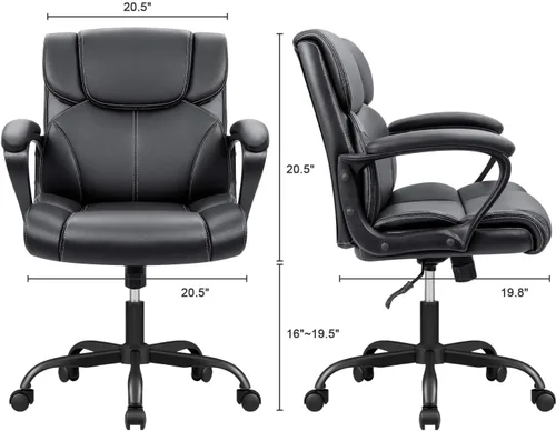 Vista 3 de Furmax - Silla ejecutiva giratoria de oficina para escritorio, con reposabrazos, espalda media, acolchado ergonómico de cuero, con soporte lumbar