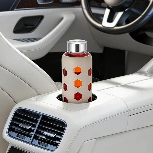 Vista 8 de Mrsdry Botellas de jugo de vidrio con tapas y fundas de silicona de 18 onzas, paquete de 4 botellas de agua reutilizables de vidrio transparente