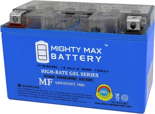 Mighty Max Battery YT7B-BS GEL -12 voltios 6.5 AH, tipo GEL, 110 CCA, recargable sin mantenimiento SLA AGM batería de motocicleta