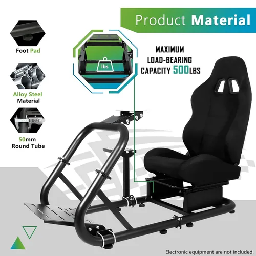 Vista 3 de Hottoby Racing Simulator Cockpit With Black Seat Fit for Logitech I Thrustmaster I FANATEC G29,G920,G923 T300 Shifter Platform Upgrade,Double Arm