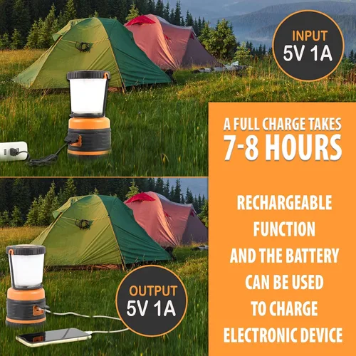 Vista 9 de Linterna LED para campamento recargable, 1800 lúmenes, 4 modos de luz, banco de energía de 4400 mAh, impermeable IP44, linterna perfecta