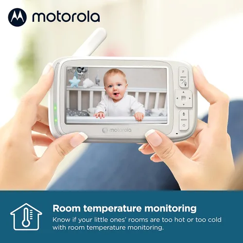 Vista 6 de Motorola Nursery VM75 - Cámara de video para bebé, 480 x 272p, rango de 1000 pies, pantalla inalámbrica de 5 pulgadas, audio de 2 vías, sensor