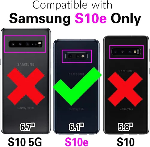 Vista 2 de Asuwish Funda de teléfono para Samsung Galaxy S10e con protector de pantalla de vidrio templado y soporte de tarjeta de crédito con ranura