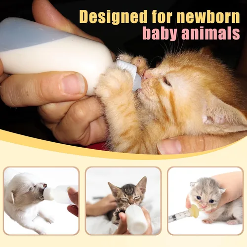 Vista 6 de Mini Botella de Alimentación para Mascotas y Jeringas con Tetinas para Gatos, Perros y Otros Animales Pequeños (Modelo 4)