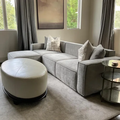 Vista 6 de Acanva Juego de Sofá Seccional Modular de Lujo para Sala de Estar, Sofá de Estilo Moderno Minimalista con Otomana y Chaise, Forma de L, Gris