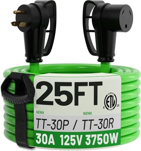 Vista 15 de POWGRN NEMA 14-50P a NEMA 14-50R Cable de extensión de 25 pies de 50 amperios para RV/EV al aire libre con mango de agarre, cable de alimentación
