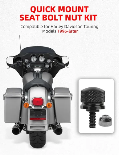 Vista 7 de Amazicha Kit de montaje de tuerca de tornillo de acero inoxidable negro compatible con Harley Davidson Touring Sportster Softail Dyna 1996-2025