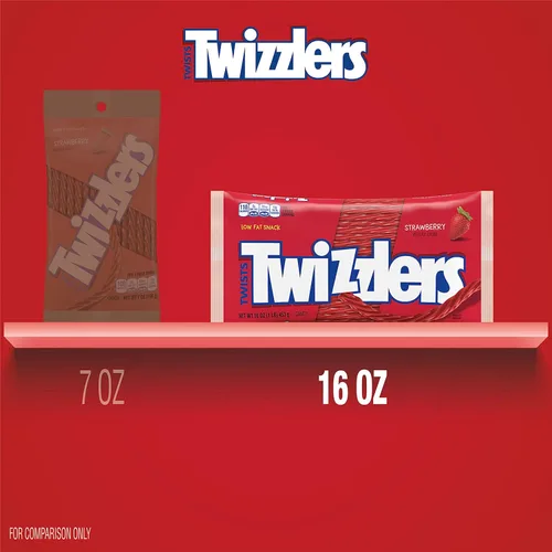 Vista 4 de Twizzlers Twists, caramelo de regaliz con sabor a fresa estilo masticable, bolsa de 16 oz