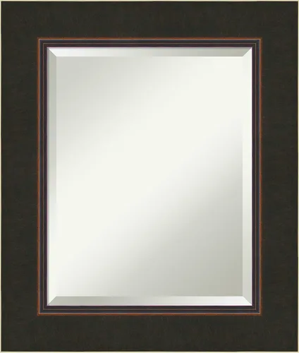Amanti Art Espejo de baño de bronce para sobre fregadero, espejo rectangular de bronce milano de 27 x 23 pulgadas, marco de madera pequeño casual,