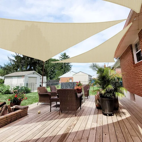 Vista 15 de Patio Paradise Vela de Sombra Triangular de 2' x 2' x 2' Toldo Parasol Tela de Sombra Bloqueo de Luz Solar Cubierta de Pérgola Patio HDPE Toldo