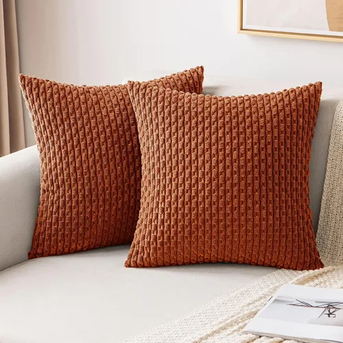 Vista 61 de MIULEE - Juego de 2 fundas decorativas para cojines, de pana suave y con estilo campestre y bohemio a rayas, para decorar hogar, sofá, cama, sala