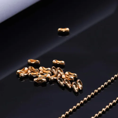 Vista 6 de Tiparts - Cadena con cuentas de bolas de 9.1 m de acero inoxidable de 18K dorado, con 20 broches conectores, juegos de cadena de cuentas de bolas