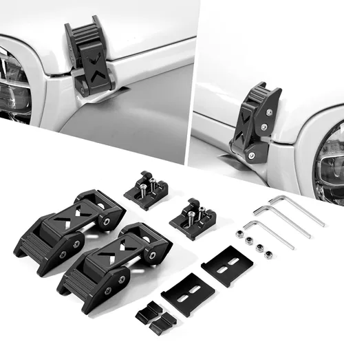 STANVEE Kit de pestillo de capó compatible con Jeep Wrangler JK JKU 2007-2018 y Jeep Wrangler JL JLU Gladiator JT 2007-2023 (negro)