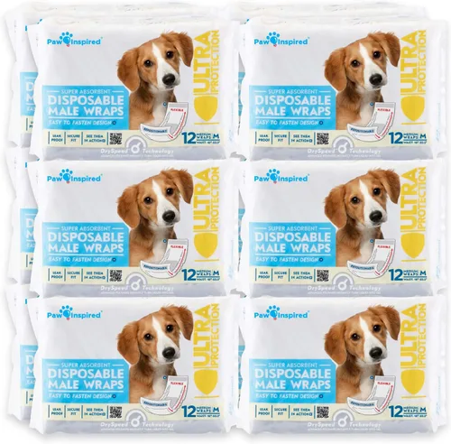 Vista 14 de Paw Inspired Bandas desechables para perros machos, banda para el vientre para perros Pañales desechables para perros Bandas para el vientre