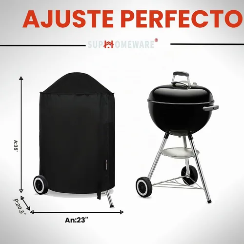 Vista 2 de Suphomeware Cubierta de parrilla de 18 pulgadas para Weber Kettle Charcoal, impermeable y resistente a la decoloración