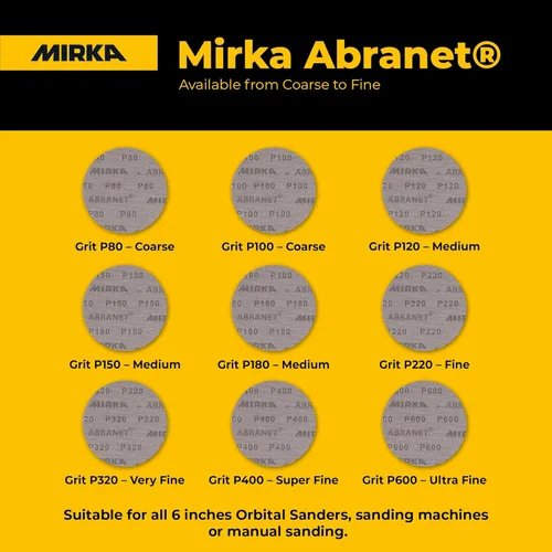 Vista 4 de Mirka Abranet - Discos de lijado orbitales de malla con gancho y bucle, lijado sin polvo, de larga duración y sin obstrucciones, ideal para madera