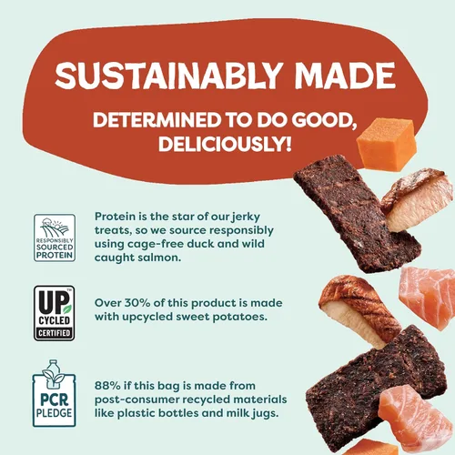 Vista 6 de Shameless Pets Golosinas para perros de cecina, paquete variado de 4 – Masticables saludables con salmón y pato – Golosinas naturales para perros