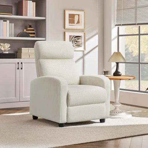 Vista 2 de Yaheetech Silla reclinable de pana para sofá individual, asiento de cine en casa, silla reclinable moderna ajustable para sala de estar, dormitorio
