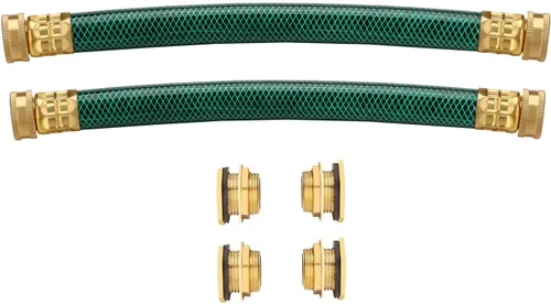 WADEO Kit de conector de barril de lluvia, paquete de 2, kit de enlace de barril de lluvia con dos mangueras de 12 pulgadas y cuatro accesorios de