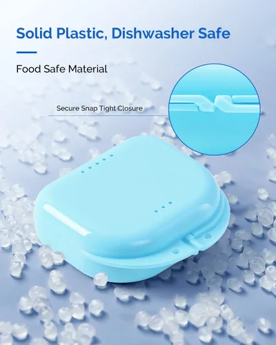Vista 4 de JMU Estuche para retenedores con orificios de ventilación, estuche para protector bucal contenedor de almacenamiento dental (verde azulado)