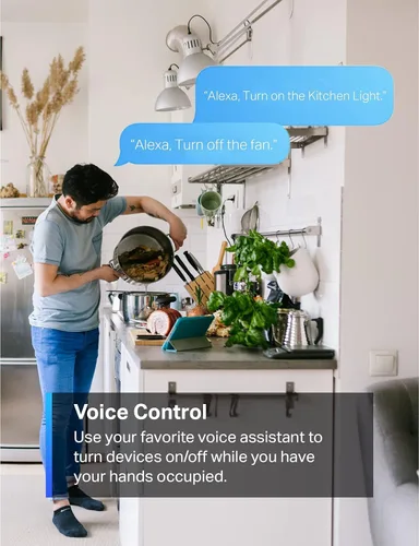 Vista 4 de TP-Link Tapo Smart Plug Mini 15A, enchufe Wi-Fi para casa inteligente, configuración súper fácil, compatible con Alexa y Google Home, no requiere