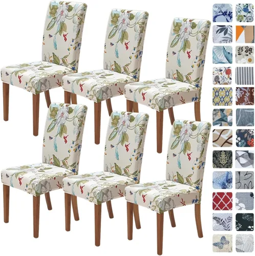 Vista 93 de SPRINGRICO Juego de 4 fundas elásticas para sillas de comedor de Navidad, fundas para sillas Parsons de cocina, fundas de asiento extraíbles