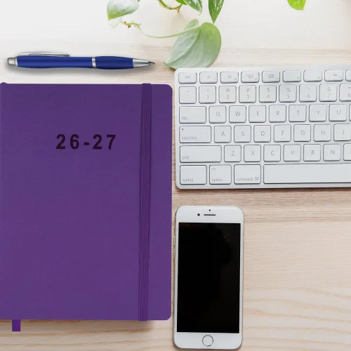 Vista 25 de 26-27 Academic Planner - Weekly and Monthly Planner, Jul 2026 - Jun 2027, Holidays, Contacts and Notes Pages, Vegan Leather Cover, Elastic Closure