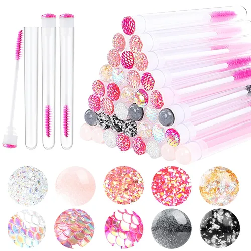 Vista 16 de Cepillo para pestañas, herramienta de maquillaje, suministros para extensiones de pestañas, cepillo de limpieza, rímel con diamante, 50