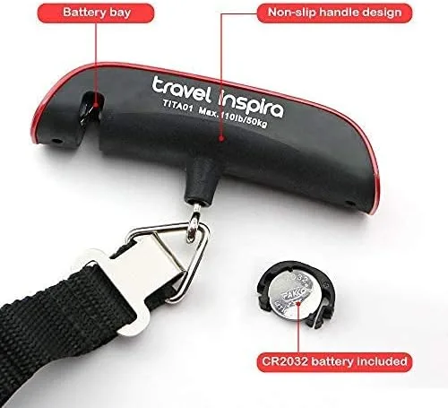 Vista 4 de travel inspira Báscula de equipaje, báscula digital portátil de equipaje para viajes, báscula de peso de maleta con pintura de goma, sensor
