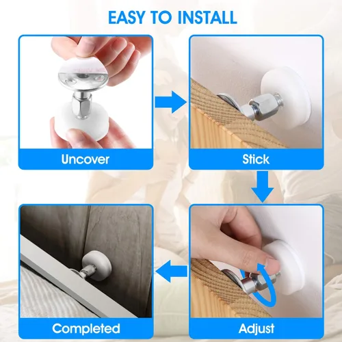 Vista 3 de 4 herramientas ajustables antivibraciones para camas altas (mejoradas) para camas altas, topes de cabecera con almohadillas y tornillos