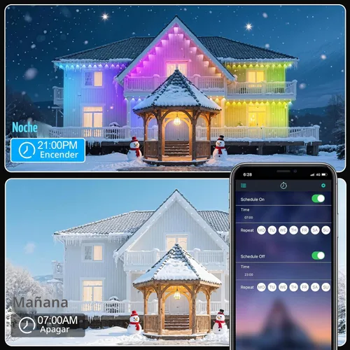 Vista 6 de CETELUMA Luces permanentes para exteriores de 400 pies para casa, impermeables, IP67 luces LED alero con aplicación/control remoto, iluminación LED