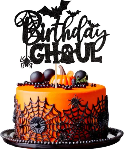 Vista 24 de 24 piezas de decoración de cupcakes de Halloween para despedida de soltero con purpurina, araña, bruja, murciélago, Halloween, cupcakes