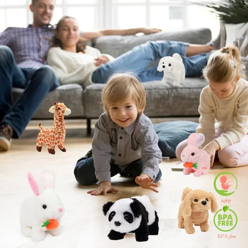 Vista 110 de Hopearl - Juguete de peluche electrónico interactivo de conejo con orejas LED, sonidos y movimientos; camina, se menea e ilumina las orejas, mueve