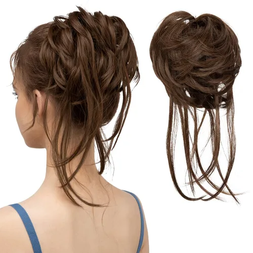 Vista 17 de CJL HAIR Extensiones de cabello rizado con cola de caballo, cabello sintético con coleta recta, coleteros para mujer, rubio ceniza/rubio playa