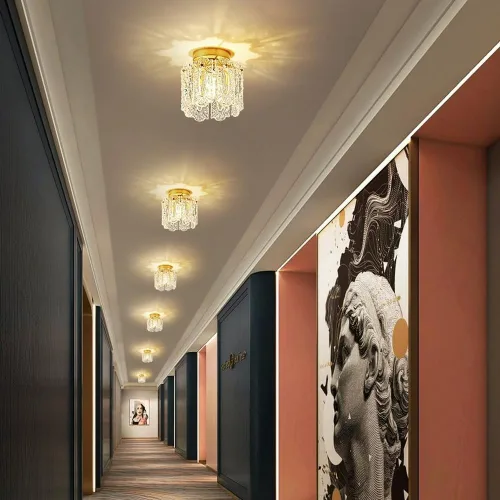 Vista 4 de Lámpara de techo de montaje empotrado, lámpara de techo de vidrio tallado, pantalla de vidrio transparente, lámpara de techo para cocina, isla, sala