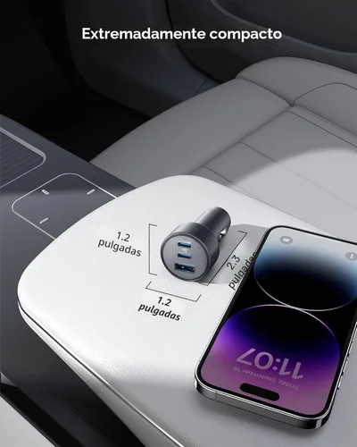 Vista 5 de Anker Cargador de coche USB-C, cargador de coche iPhone 17, cargador rápido compacto de 3 puertos de 67 W, adaptador de coche 535 con PIQ 3.0