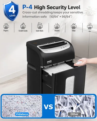 Vista 4 de VidaTeco Trituradora de papel resistente de 25 hojas para oficina - ETL