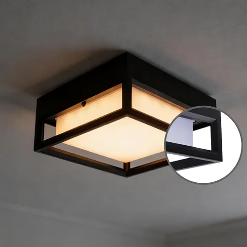 Vista 4 de Lámpara de techo empotrada para exterior/interior, LED cuadrado empotrado para exteriores, lámpara de techo, lámpara de techo, 20 W, 2000 lúmenes