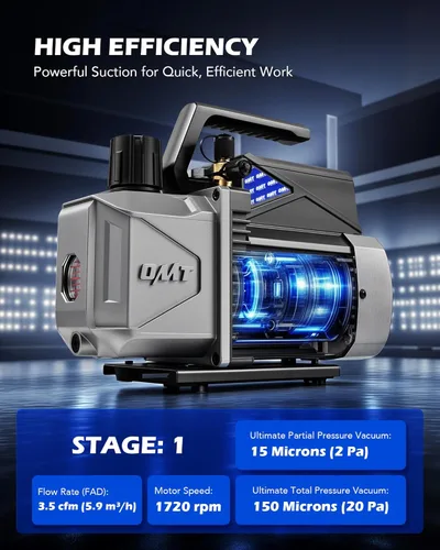 Vista 4 de Orion Motor Tech Bomba de Vacío A2L, 3.5 cfm 1/4 hp Bomba de Vacío de Una Sola Etapa Sin Chispas a Prueba de Ignición para R1234yf R32 R134a R22