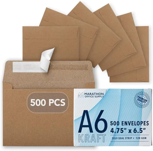 Vista 11 de MOS — Sobres de Papel Kraft A1 de 3.6 x 5.1 Pulgadas, Paquete de 100 — Sobres de Invitación Autoadhesivos Marrones de Peso Pesado para RSVP