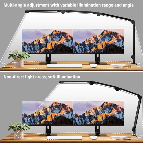 Vista 6 de Lámpara de escritorio LED con abrazadera, lámparas de escritorio con brazo oscilante ajustable para oficina en casa, luz de escritorio de LED